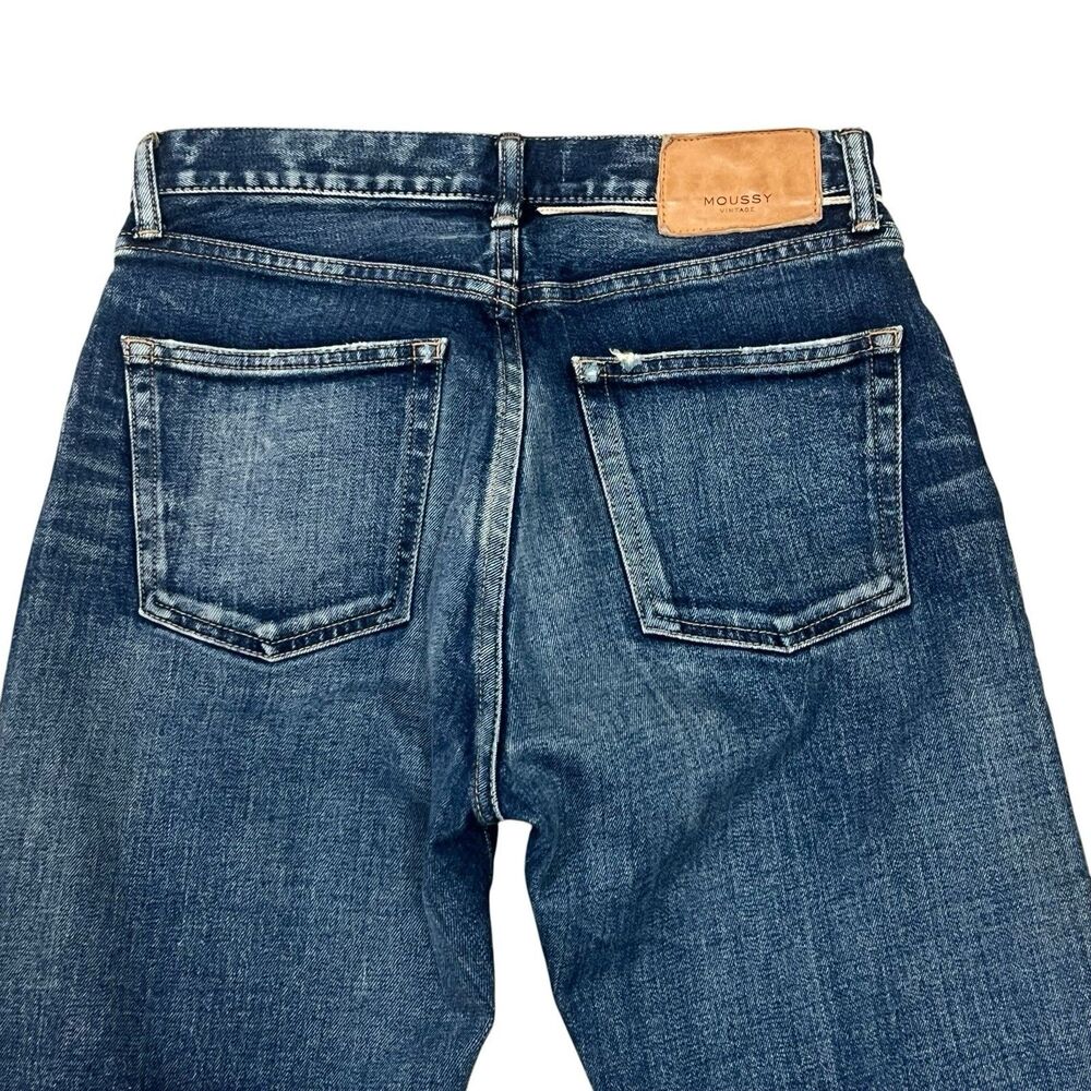 MOUSSY Jeans Straight Leg Button Fly High Waist Blue Denim Women's Size 26 - Picture 3 of 9